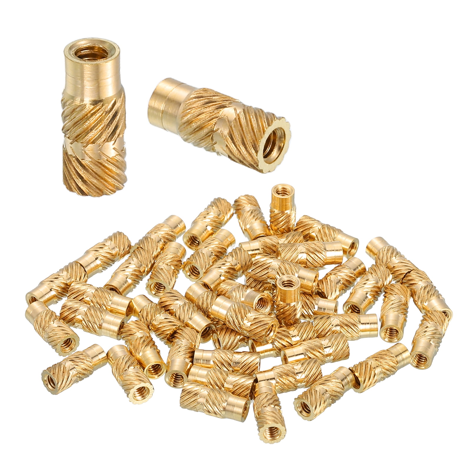 Heat Set Threaded Inserts, 88 Pcs M2 x 8mm L x 3.5mm OD Pure Brass ...