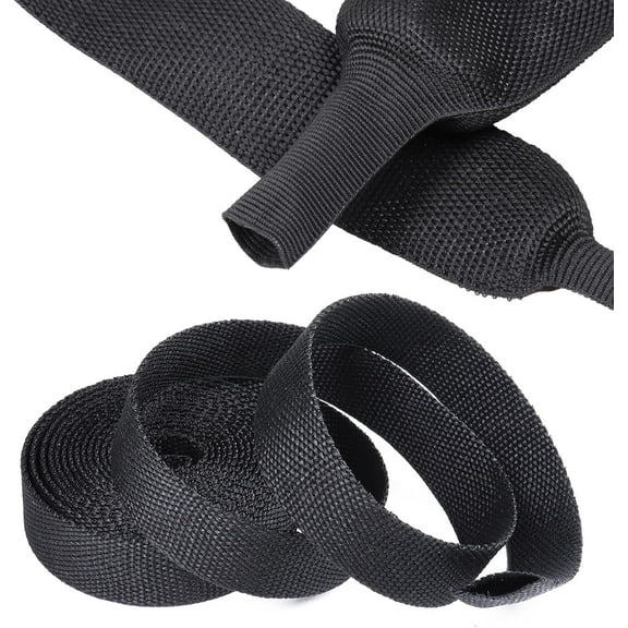 3/8" (10mm) Heat Shrink Braided Cable Management Sleeving, 24FT, Black, New