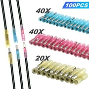 Heat Shrink Butt Connector, EEEkit 100PCS Solder Seal Wire Connectors, Waterproof Insulated Electrical Butt Terminals Wire Splice for Automotive Marine Automotive Outdoor