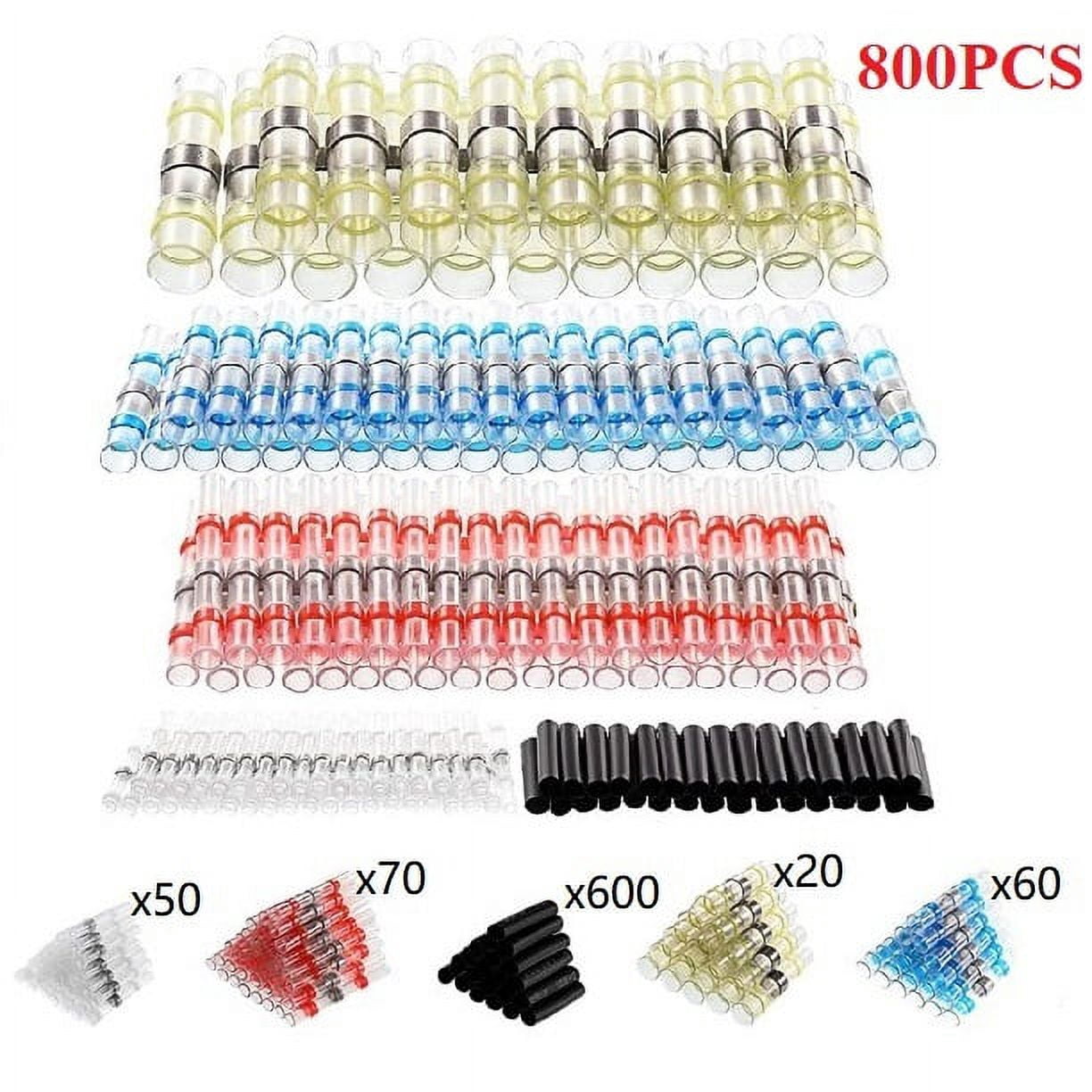 Heat Shrink Butt Wire Connectors, Solder Seal Wire Connectors Electrical Wire Terminals Butt Splices, Insulated Waterproof Wire Connector kit for Marine Automobiles Railways Ships