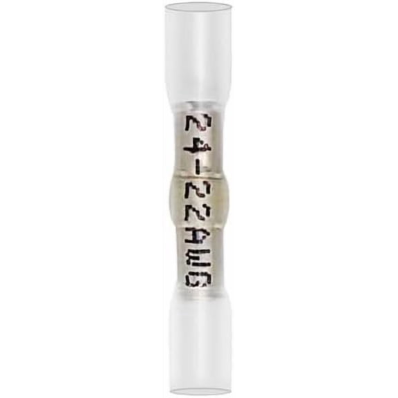 Heat Shrink  Connectors 24-22 AWG, Crimp and Solder Wire Connectors,  Electrical Splice for Marine Automotive , White 10 count
