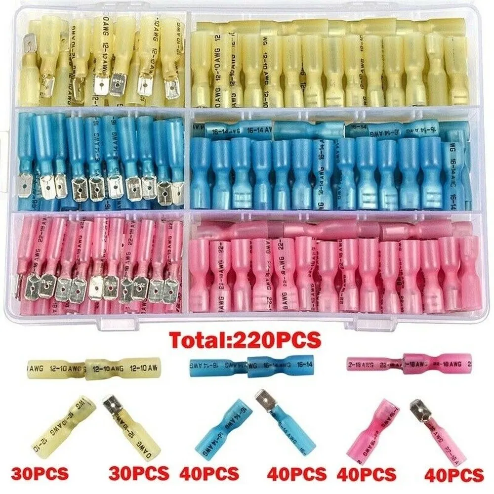 Heat Shrink Male & Female Quick Disconnect Wire Connectors Spade