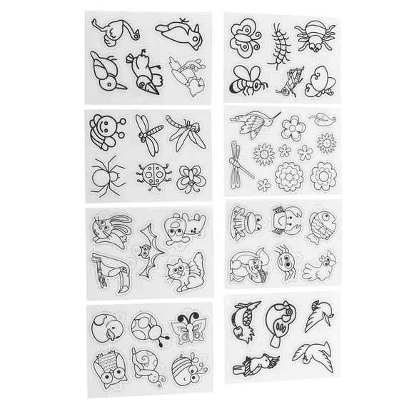 Heat Shrink Sheets 8 Pcs Hand Painted DIY Printing with Pattern Filling for Kids Creative Craft School Project DIY Ornaments, Plastic Shrinky Art Paper