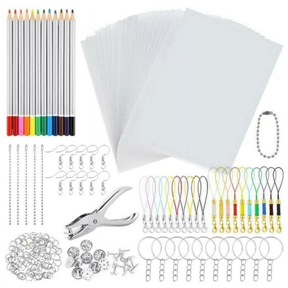 Heat Shrink Sheets Set Pack Paper for DIY Keychain Ornaments, Creative Craft Tool, Embellishment Scrapbooking - 198 Pieces