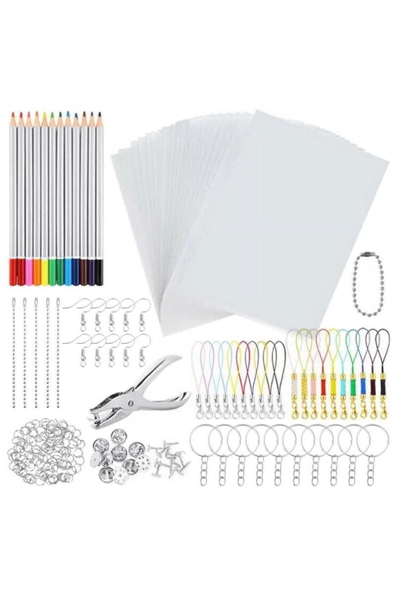Heat Shrink Sheets Set Pack Paper for DIY Keychain Ornaments, Creative Craft Tool, Embellishment Scrapbooking - 198 Pieces