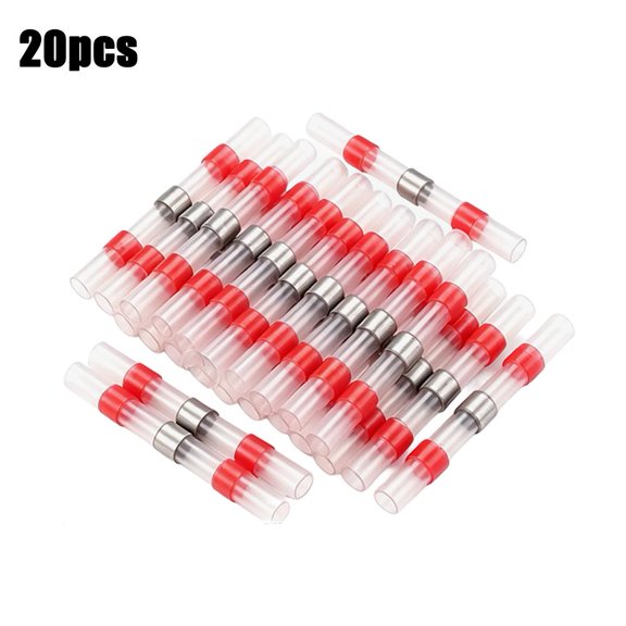 Heat Shrink Solder Ring Terminals, Red 20Pcs Insulated Waterproof Wire Connectors, Style B