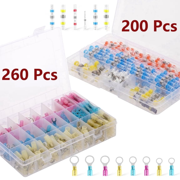 460 pcs Heat Shrink Solder Seal Wire Connectors, Waterproof Butt Insulated Connectors Solder Connector Kit for Electrical Automotive Marine