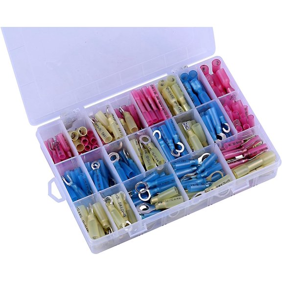 Heat Shrink Wire Connector Kit Electrical Insulated Crimp Marine Auto-Motive Terminals Set (250 pcs)