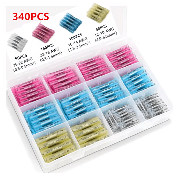 Heat Shrinks Butt Connectors-Marine Grade Waterproof Electrical Crimp Wire Connectors Kit-Tinned Red Copper Insulated, for,Stereo,Joint  Boat,Truck Boat,Truck