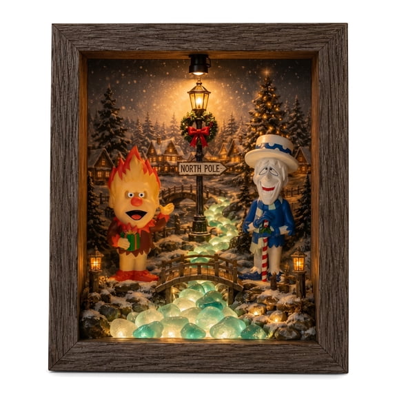 Heat and Snow Miser Shadow Box Night Light,lighthouse Heat and Snow Mise Shadow Box Night Light Handmade Heat&Snow Miser Art Frame Decorative Warm Glow Bedroom Living Room Shelf Entryway Gift