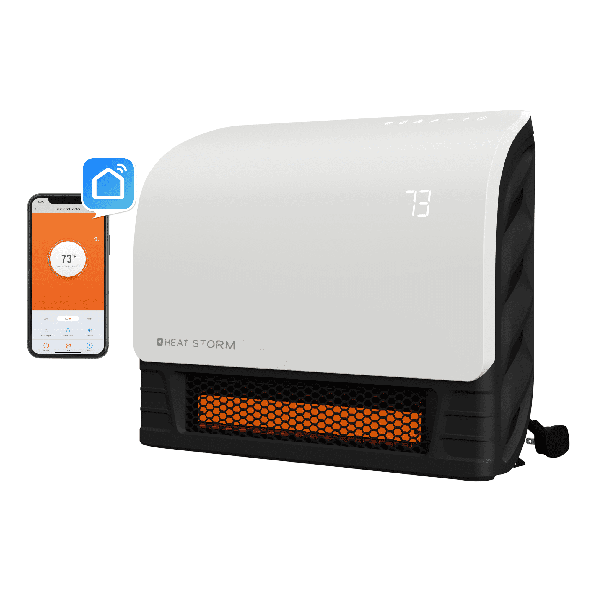 Heat Storm White Sedona 1500W Electric Wifi Enabled Infrared Heater with Fan Option. Brand New.