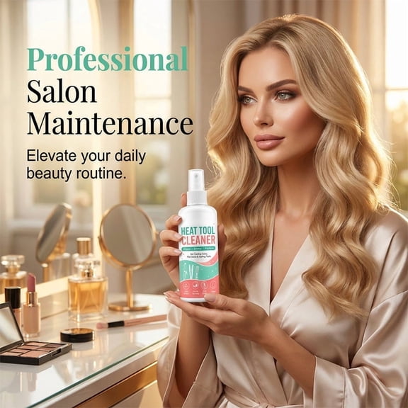 Heat Styling Tool Cleaner Spray 100ml for Flat Iron Curling Wand Hair Straightener Cleaning Solution Residue Removal Shine Protection Gentle Formula with Towel for Salon and Home Use