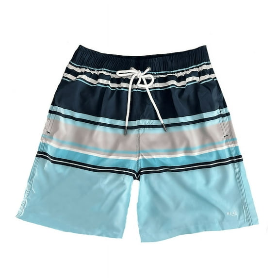 Heat Swimwear Men's Swim Trunk Short, Elastic Waist and Stretch, Blue Stripe (XX-Large)