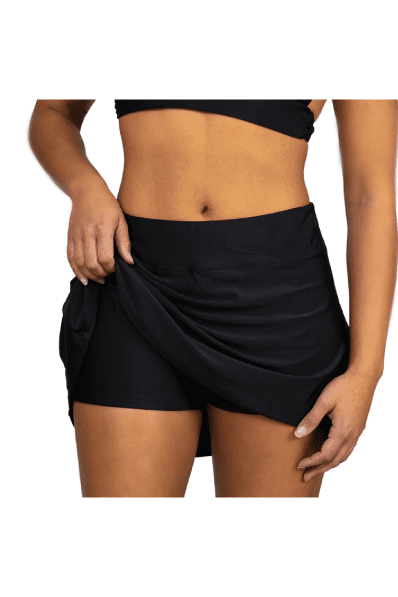 Skirted Swim Bottom Skirt with Boyshort, 1 Piece (Black, Small)