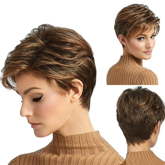 Heat Synthetic Fiber Wigs for Women Short Curly Gradient Full Hair Wig