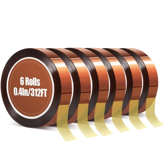 Heat Tape, High Temperature Resistant Tape for Sublimation, 6 Rolls 10mm*16m(52FT) Polyimide Sublimation Press Vinyl, Soldering, Electronics, No Residue