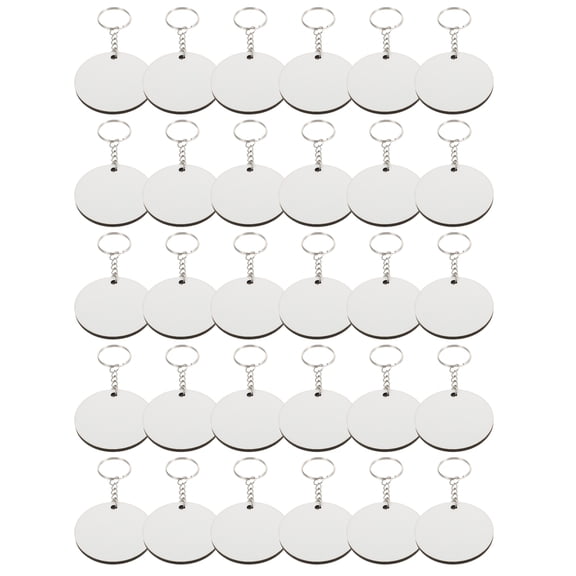 FELTECHELECTR 1Set Sublimation Blank Keychain Set White Durable Heat Transfer Pendant for DIY Decoration and Craft