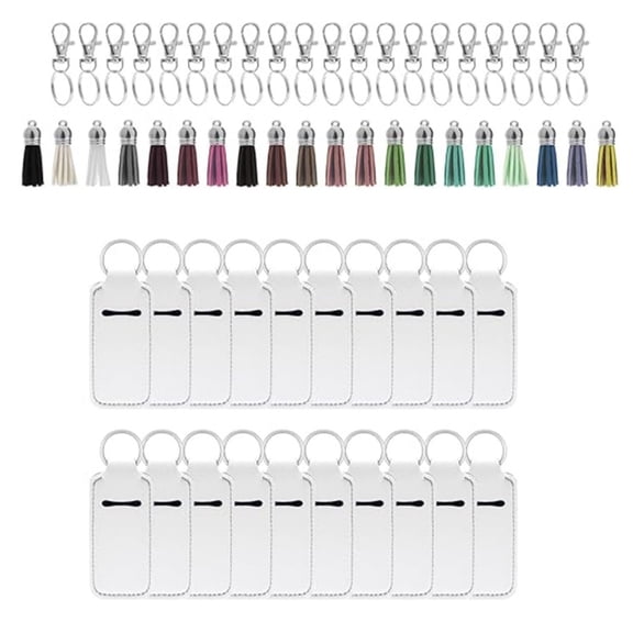 Heat Transfer Neoprene Lipstick Holder Blanks Set with 20Pcs Sublimation Lipstick Holder Blanks 20 Keychain 20 Tassels