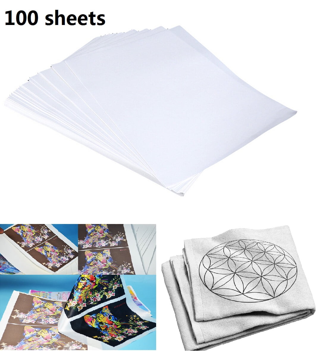 InkJetSuperStore Inkjet Printable Heat Transfer Paper Dark Light T-Shirt Iron-On 20 Sheets 8.5x11 A4, Women's, Size: One size, White