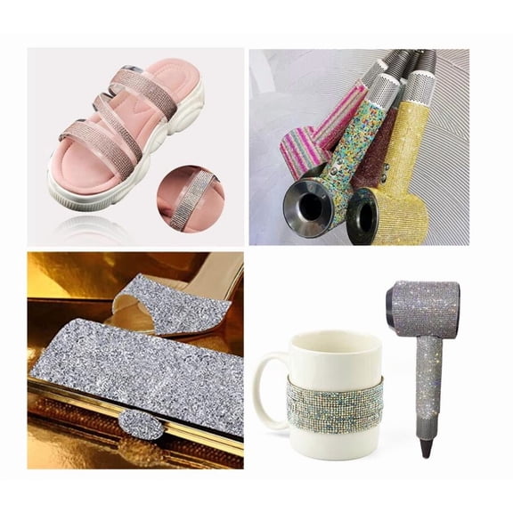 Heat Transfer Ribbon Glitter Self- Rhinestone DIY Sticker for Resin and Wall Rhinestone Roll for Craft Projects and DIY Decoration, 0.45 cm, Silver D