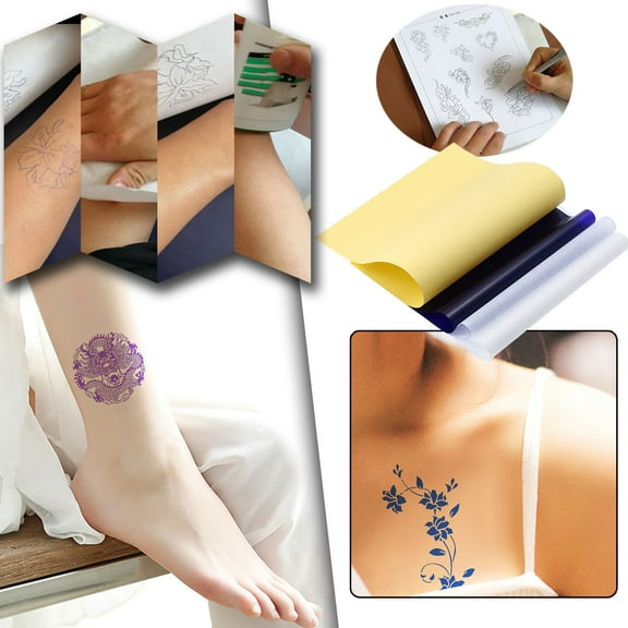 Heat Transfer Stencil Paper 25PC A4 Size for Home DIY Tattooists Transfer High- Stencil Paper suitable for Projects and Custom Designs, 21 cm×29.7 cm, Yellow,Blue,White