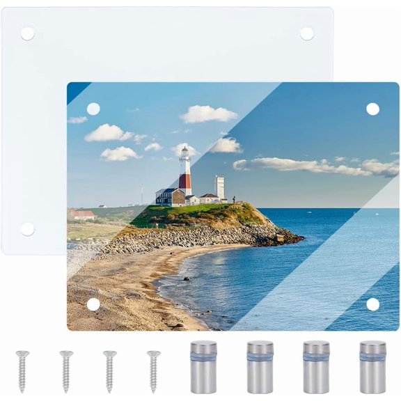 Heat Transfer Tempered Glass Cutting Board with 201 Stainless Steel Pillar and Iron Screw Rectangle White 200x150x2mm
