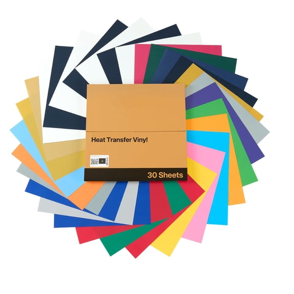 Heat Transfer Vinyl,30 Pack,12x12 in,Assorted Colors HTV Iron on Vinyl Bundle,Easy to Cut&Weed,with Accessories,Compatible with Cutting Machines,for Various Materials,T-shirts