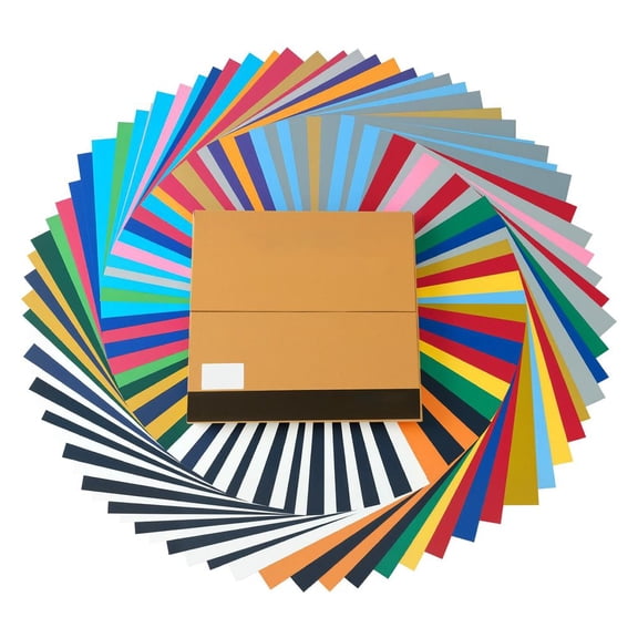 Heat Transfer Vinyl, 80 Pack, 12 x 12 in, Assorted Colors HTV Iron on Vinyl Bundle, Easy to Cut and Weed, with Accessories, Compatible with Cutting Machines, for Various Materials, T-shirts