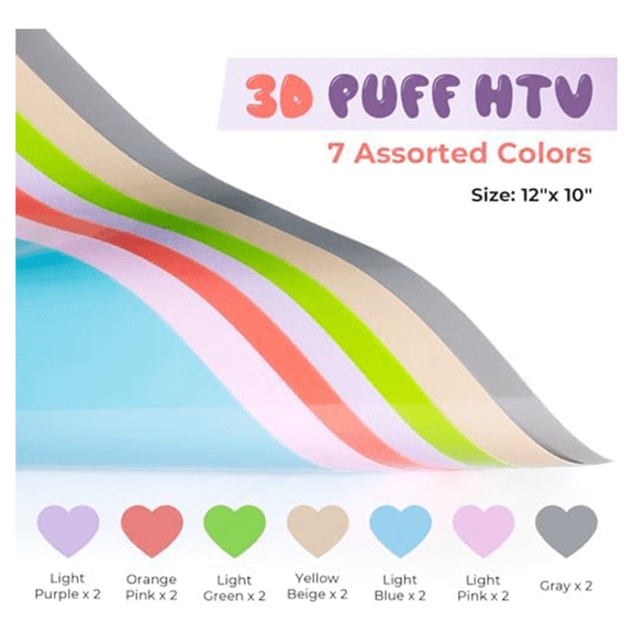 Heat Transfer Vinyl Bubble HTV Heat Transfer Vinyl for -Shirts, Puffy HTV Compatible, Contour Embossed Embossed
