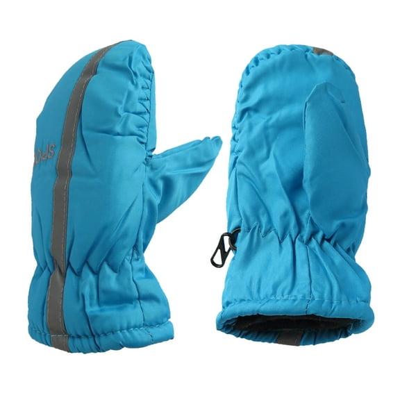 Heat Trends Kids Safety Reflector Thinsulate Waterproof Winter Snow Ski Mittens (Sky Blue)