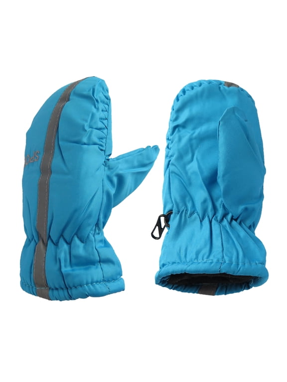 Heat Trends Kids Safety Reflector Thinsulate Waterproof Winter Snow Ski Mittens (Sky Blue)