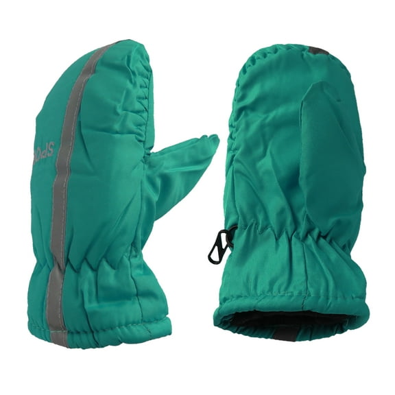 Heat Trends Kids Safety Reflector Thinsulate Waterproof Winter Snow Ski Mittens (Turquoise)