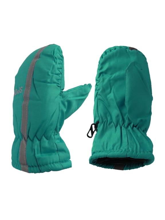 Heat Trends Kids Safety Reflector Thinsulate Waterproof Winter Snow Ski Mittens (Turquoise)