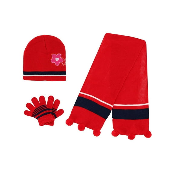 Heat Trendz Girl's One Size Fits Most Flower Hat Gloves and Scarf Winter Set