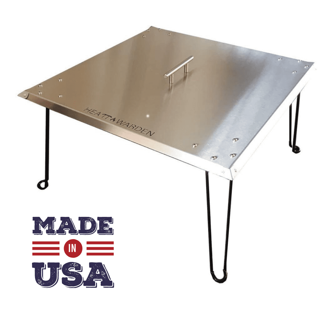 Stainless Steel Gas Fire Pit Heat Deflector with Foldable Legs