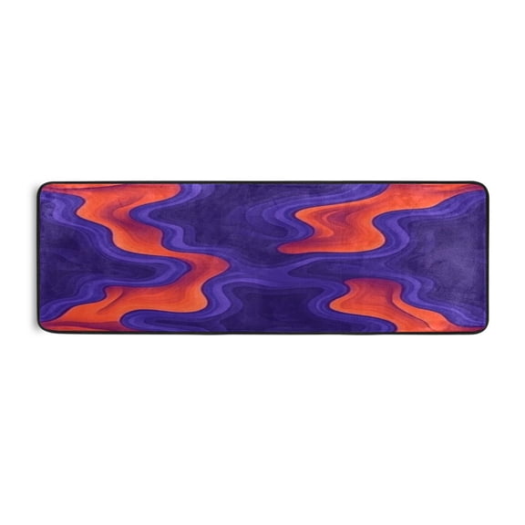 Heat Wave Pattern 72x24" Runner Rug, Non-Slip Memory Foam Cushion, Anti-Crease for Hallways and Bedrooms