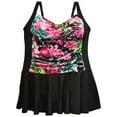 thumbnail image 1 of Heat Women's Plus Size Shirred Swimdress Swimsuit, 1 of 2