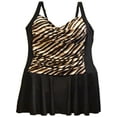 thumbnail image 1 of Heat Women's Plus Size Shirred Swimdress Swimsuit, 1 of 2
