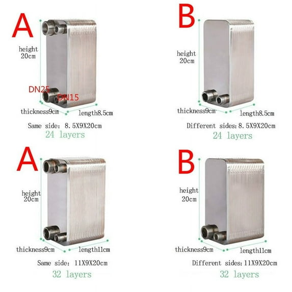 Heat exchanger 24-80 layers Exchanger Replacement For Boiler Heat Exch stainless steel DN25*DN15