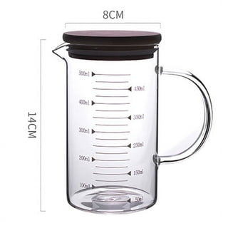 Glass Measuring Cup with Measurements, High Borosilicate Clear Measuring Cups with Insulated Handle and Lid for Water Flour Sugar Rice Liquid, Size