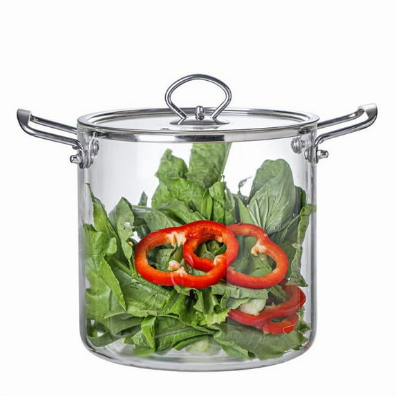 Heat-resistant Glass Stovetop Pot with Cover, 3.5/4.5/5.5L Cookware Set for Pasta, Noodle, Soup, Milk, Baby Food, Handmade Glass Saucepan and Pan with Lid, Stovetop Safe