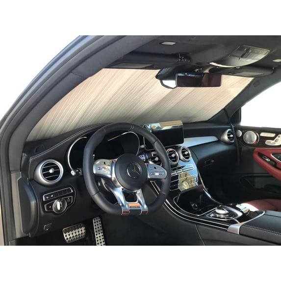 HeatShield, The Original Windshield Sun Shade, Custom-Fit for Mercedes-Benz C300 Coupe w/ Exterior Lighting Package but no Driver Assistance Package 2019, 2020, 2021, Silver Series