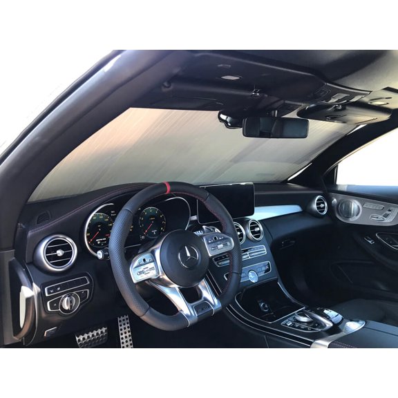 HeatShield, The Original Windshield Sun Shade, Custom-Fit for Mercedes-Benz C43 AMG Convertible w/ Driver Assistance Package 2019, 2020, 2021, Silver Series