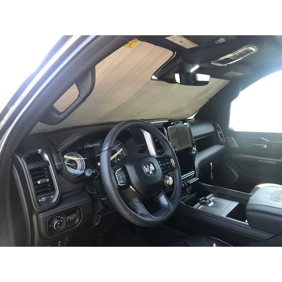 HeatShield, The Original Windshield Sun Shade, Custom-Fit for Ram 1500 Truck (Crew Cab) w/ Advanced Safety Group Package 2019, 2020, 2021, Silver Series