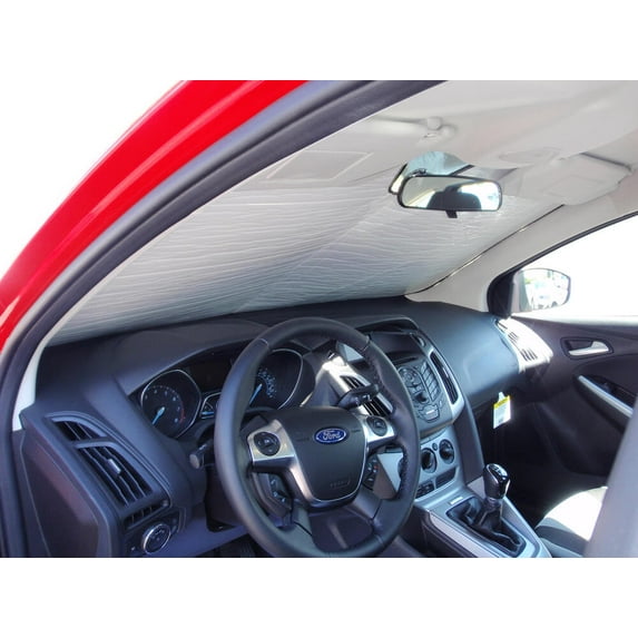 HeatShield, The Original Windshield Sun Shade, Custom-Fit for Ford Focus Hatchback (5D) w/ Sensor 2012, 2013, 2014, 2015, Silver Series