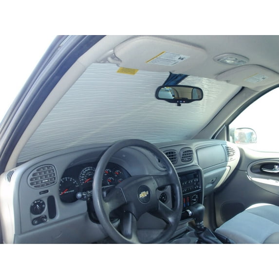 HeatShield, The Original Windshield Sun Shade, Custom-Fit for GMC Envoy SUV 2002, 2003, 2004, 2005, 2006, 2007, 2008, 2009, Silver Series