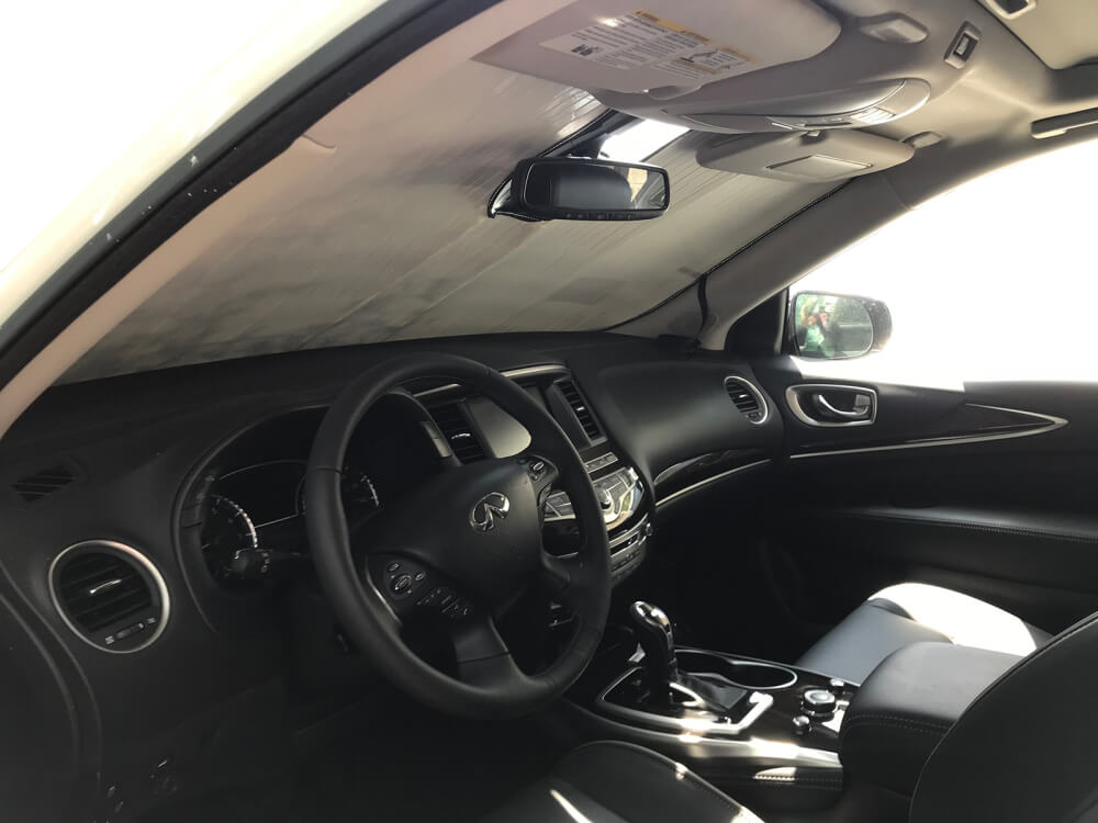 Intro-Tech Custom Fit Windshield Sunshade For Infiniti QX60 - Silver, With Sensor Cutout 2 thumbnail image