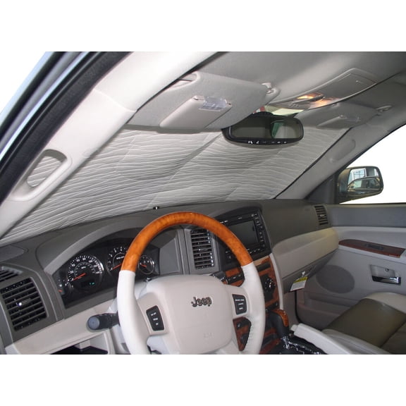 HeatShield, The Original Windshield Sun Shade, Custom-Fit for Jeep Grand Cherokee SUV 2005, 2006, 2007, 2008, 2009, 2010, Silver Series
