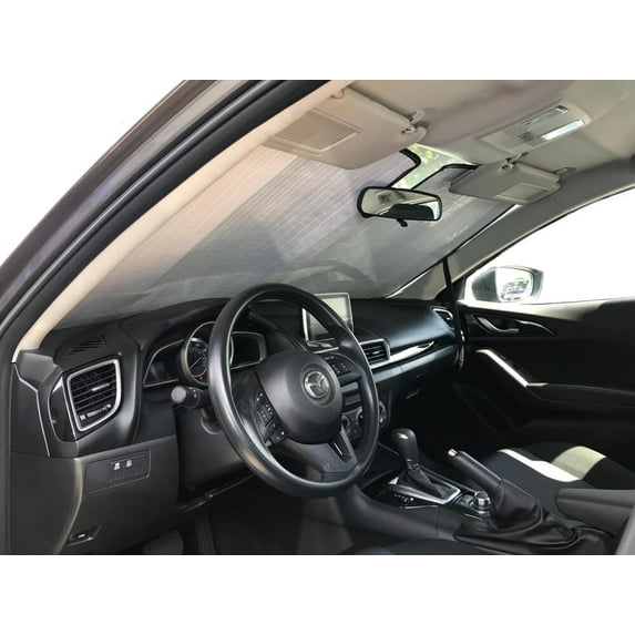 HeatShield, The Original Windshield Sun Shade, Custom-Fit for Mazda 3 Hatchback (5D) w/o Sensor 2014, 2015, 2016, 2017, 2018, Silver Series