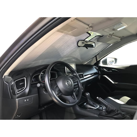 HeatShield, The Original Windshield Sun Shade, Custom-Fit for Mazda 3 Sedan w/o Sensor 2014, 2015, 2016, 2017, 2018, Silver Series